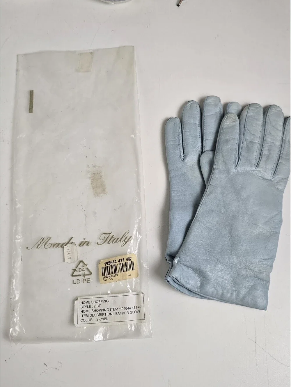 SIM Italian Genuine Leather Gloves 100% Wool Lined Sky-Blue Ladies Womens New